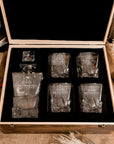 Custom Engraved Premium Whiskey Decanter Set, 4 Glasses & Wooden Box, Personalised Barware, Dad Birthday, Groomsmen Wedding, Corporate Gift