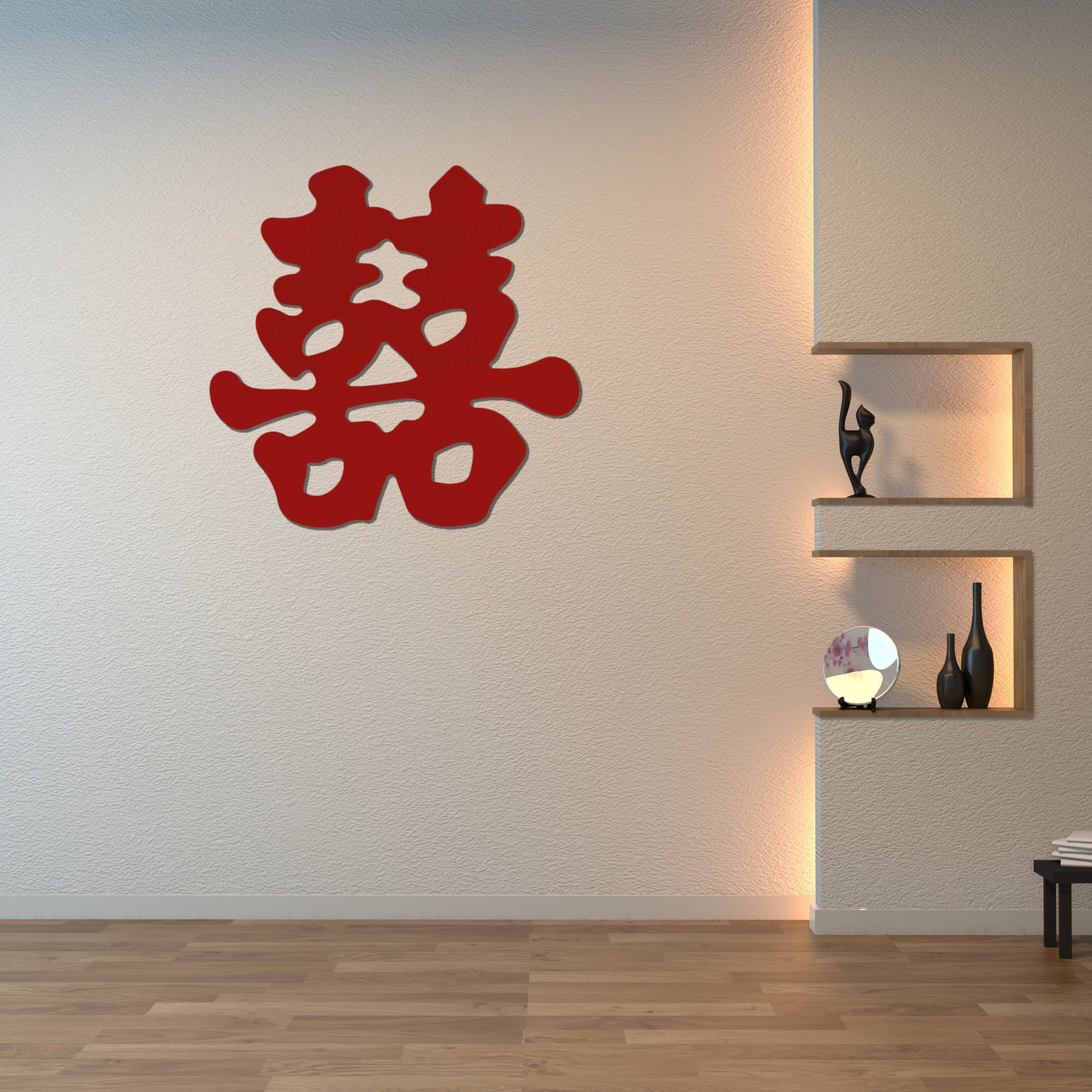 Custom Mirror Acrylic Traditional Asian Wedding Sign Chinese Double Happiness 囍 Vietnamese Hỷ Joy Tea Ceremony Signage Event Wall Decor Hoop