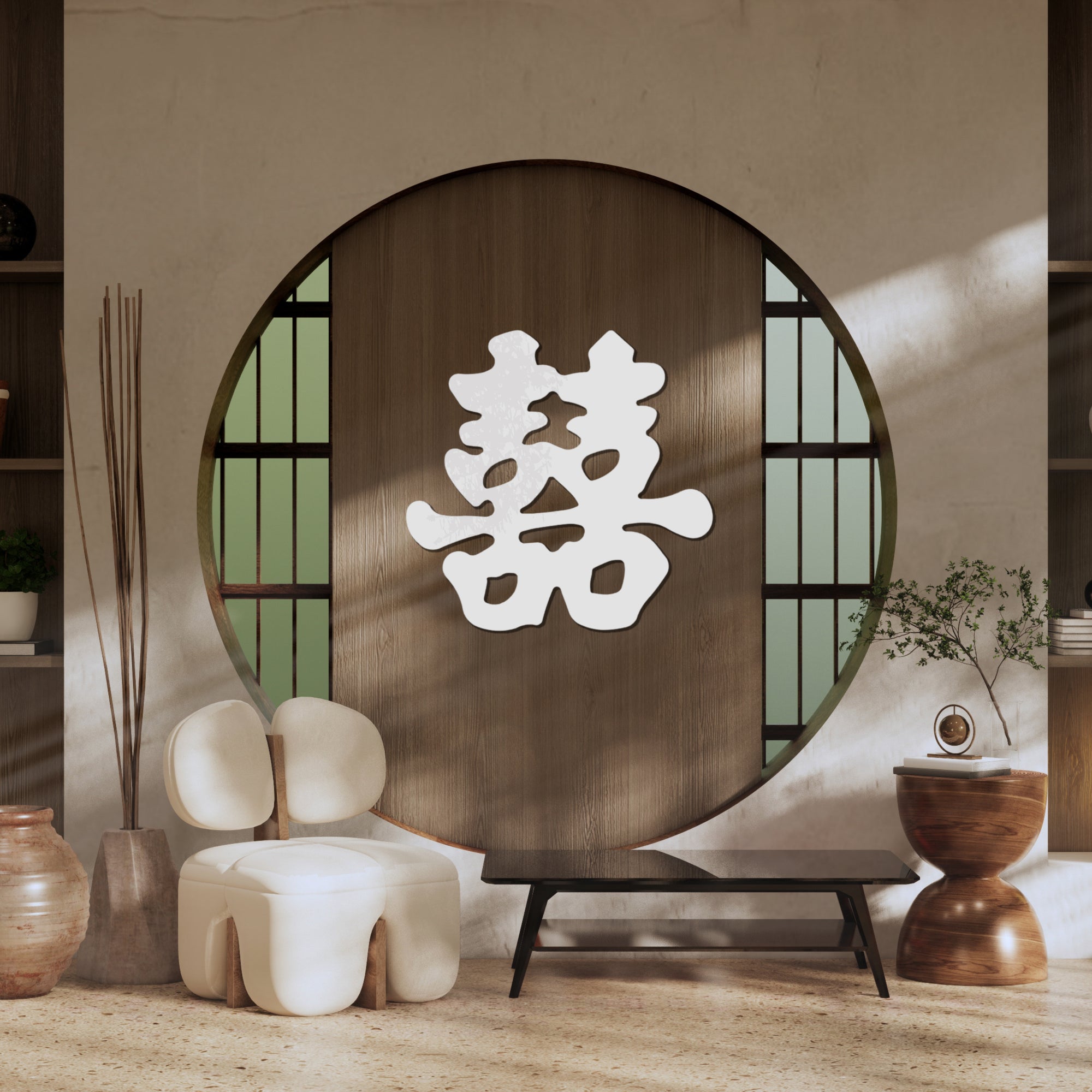 Custom Mirror Acrylic Traditional Asian Wedding Sign Chinese Double Happiness 囍 Vietnamese Hỷ Joy Tea Ceremony Signage Event Wall Decor Hoop