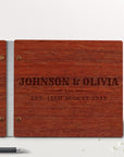 Custom Engraved Wooden & Vegan Leather Weding Guest Book, Personalised Plywood Alternative/ Traditional Guestbook Keepsake, Rustic/ Vintage Party Decor