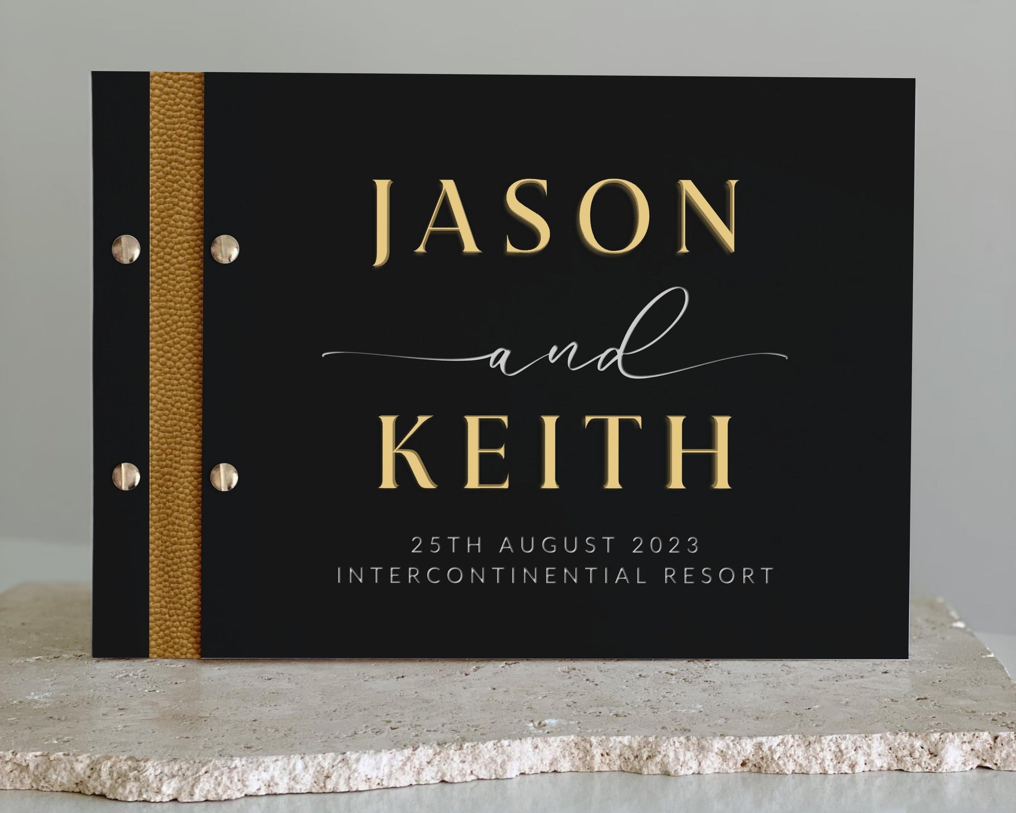 Custom Made Engraving & 3D Raised Acrylic, Vegan Leather Wedding Guest Book, Personalised Alternative/ Traditional Guestbook Keepsake, Party Decor