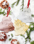 Personalised Mirror Acrylic/ Wood Tree Xmas Ornament, Engraved Custom Name Mr & Mrs First Christmas Married New Home, Bauble Gift Tag Decor