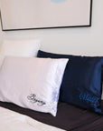 Personalised Embroidery Mulberry Pillowcase, Custom Embroidered Name Silk Skin Friendly/ Anti Frizz Hair Bedding, Birthday Housewarming Gift
