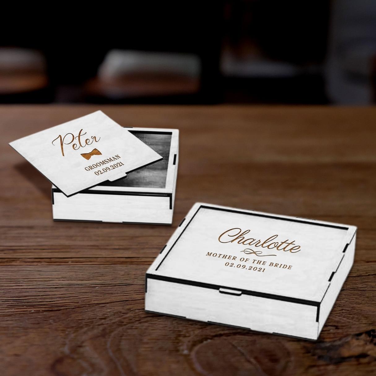 Custom Made Laser Cut & Engraved Wooden Keepsake Square Box, Personalised Plywood/ MDF Name/ Logo Wedding, Birthday, Corporate Storage Gift Boxes