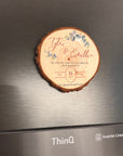 Personalised UV Print Wood Slice Save The Date Fridge Magnet & Invitation Card, Kraft Envelope, Customised Rustic Wreath Wedding Stationery