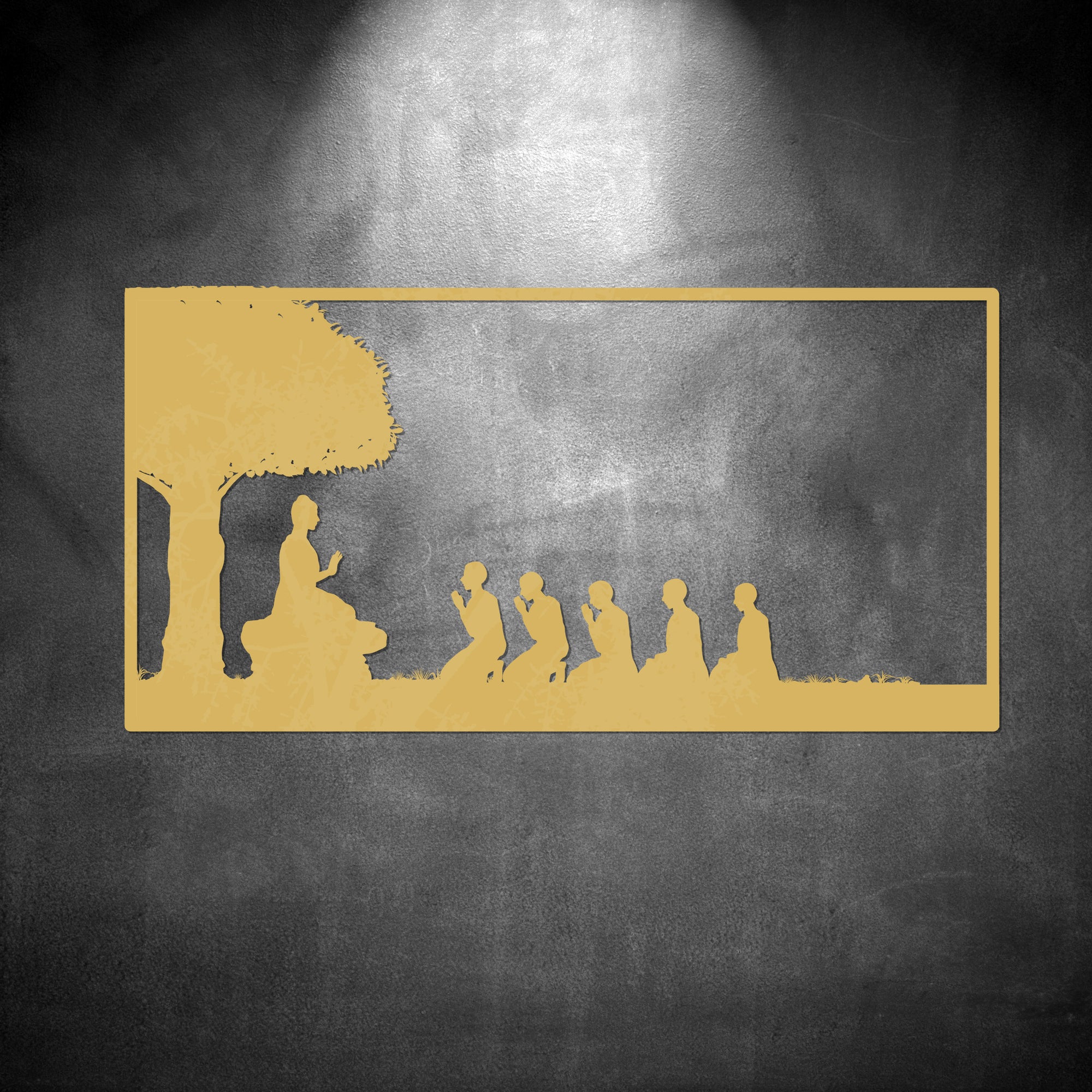 Custom Made Buddha & Disciples Wall Accent, Buddhism Sign, Meditation Spiritual Yoga Studio, Room Decor Hoop, Zen Art, Housewarming Gift