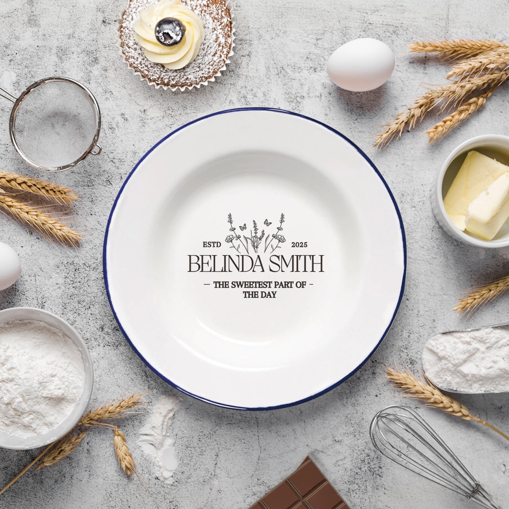 Custom Engraved Enamel Soup Plate, Personalised Pasta, Dessert, Ice-Cream Dish, Outdoor Picnic Tableware Father's Day Housewarming Xmas Gift