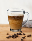 Personalised Handle Glass Coffee Mug , Custom Engraved Tea Cup, Wedding Favours, Birthday, Mother/ Father's Day, Christmas Corporate Gift