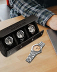 Personalised Black Leatherette Watch Case Box, Custom Engraved Travel Watches Roll Slot Display Storage, Groomsman/ Dad/ Birthday Xmas Gift
