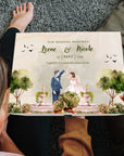 Personalised Watercolour Painting Couple Wedding Wooden Keepsake Box, Custom UV Printed Memory Engagement Treasure Storage, Anniversary Gift