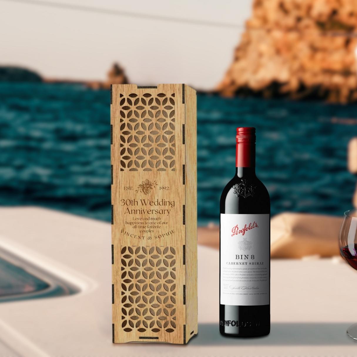 Custom Made Laser Cut & Engraved Wooden Decorative Wine Box, Personalised Plywood/ MDF Name/ Logo Wedding, Birthday, Corporate Wine Bottle Gift Boxes