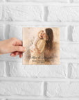 Personalised Watercolour Portrait Photo on Square Wooden Display Block