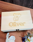 Personalised Kid's Cutlery 4 Piece & Wooden Gifted Box Set, Custom Engraved Children Name Utensils, First Birthday, Christening Baptism Gift