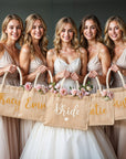 Personalised Name Jute Carry Tote, Custom Print Eco Travel, Shopping, Beach Burlap Bag, Hens Party, Bridesmaid Birthday Gift Wedding Favour