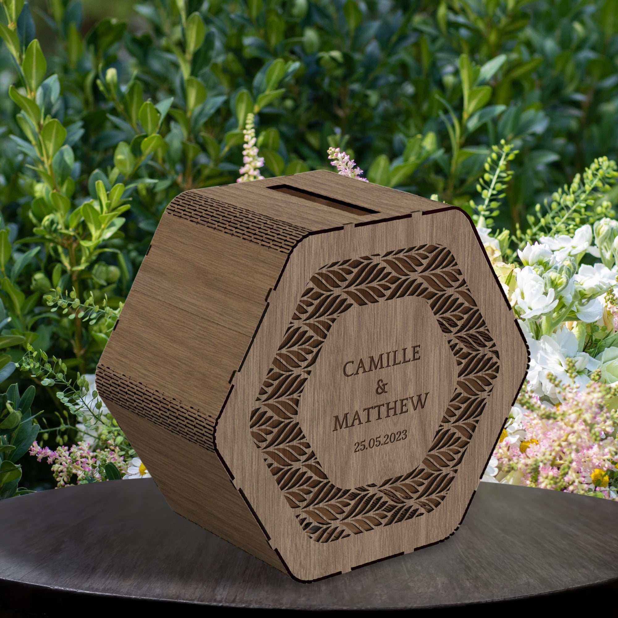 Custom Made Laser Cut Plywood Wishing Well Box, Personalised Name & Date Money, Envelope, Card Boxes, Rustic Wedding Memory Keepsake Gift