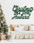 Custom Made Christmas at Family Name Sign Personalised Merry Xmas New Year Signage, Party Event Wall Hoop Backdrop Festive Wreath Door Decor