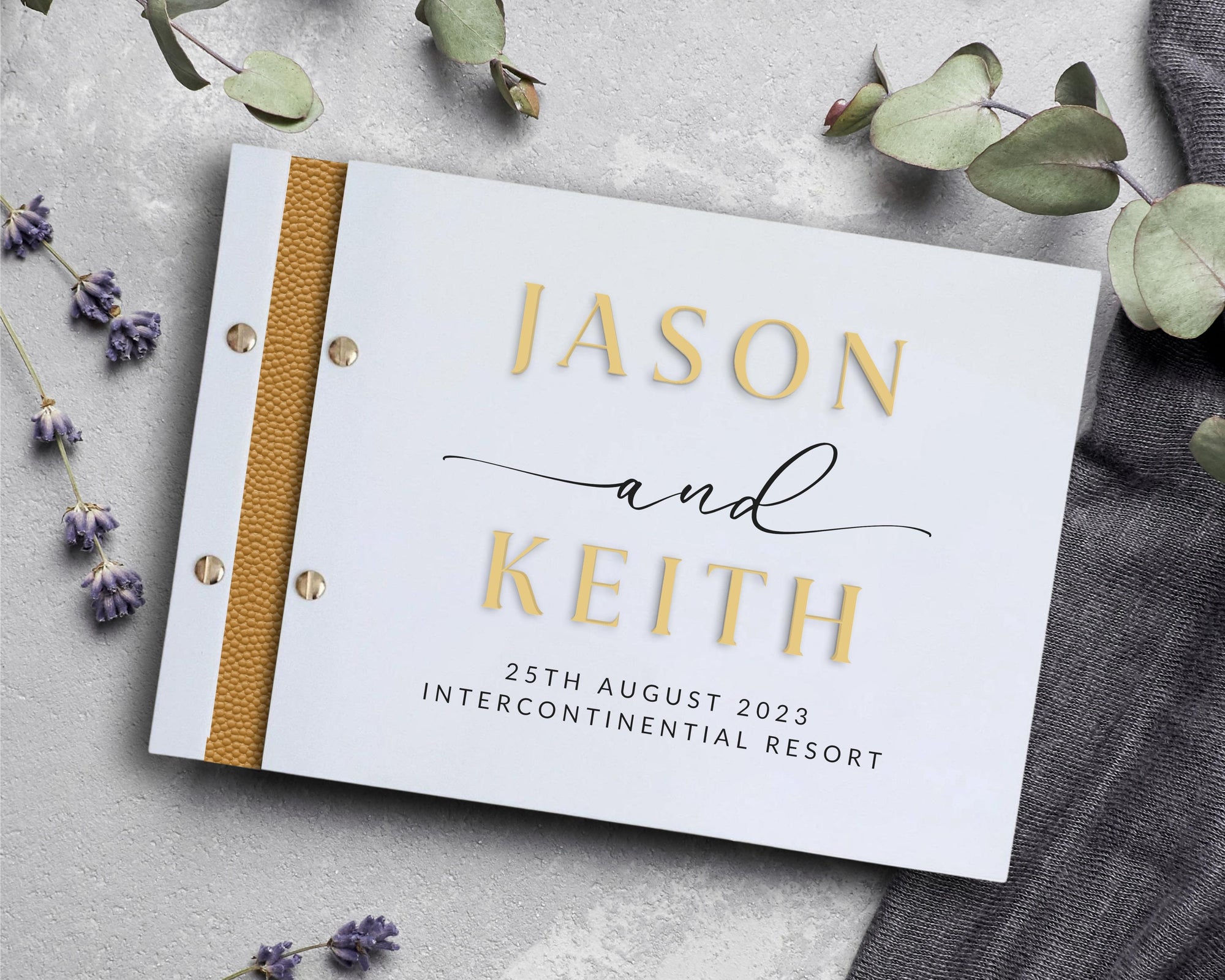 Custom Made Engraving & 3D Raised Acrylic, Vegan Leather Wedding Guest Book, Personalised Traditional Logo Guestbook Keepsake, Party Decor