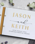 Custom Made Engraving & 3D Raised Acrylic, Vegan Leather Wedding Guest Book, Personalised Traditional Logo Guestbook Keepsake, Party Decor