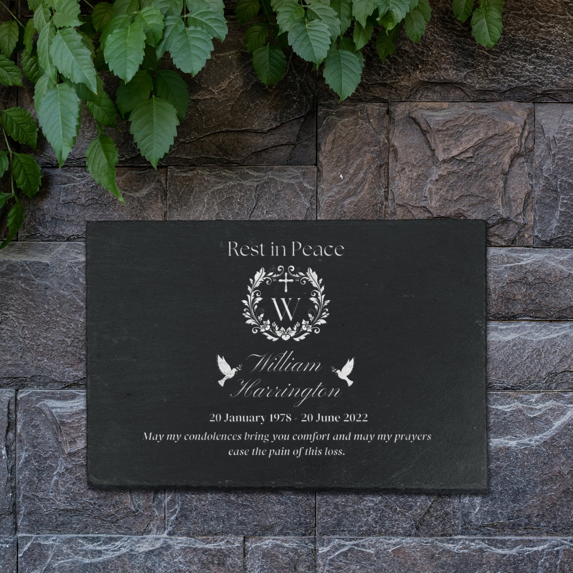 Personalised Memorial Rectangle Slate Sign, Custom Engraved In Loving Memory Garden Stone, Funeral Cemetery Plaque, Loss of Love Ones Gift