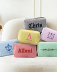 Custom Embroidered Striped Makeup & Toiletry Bag
