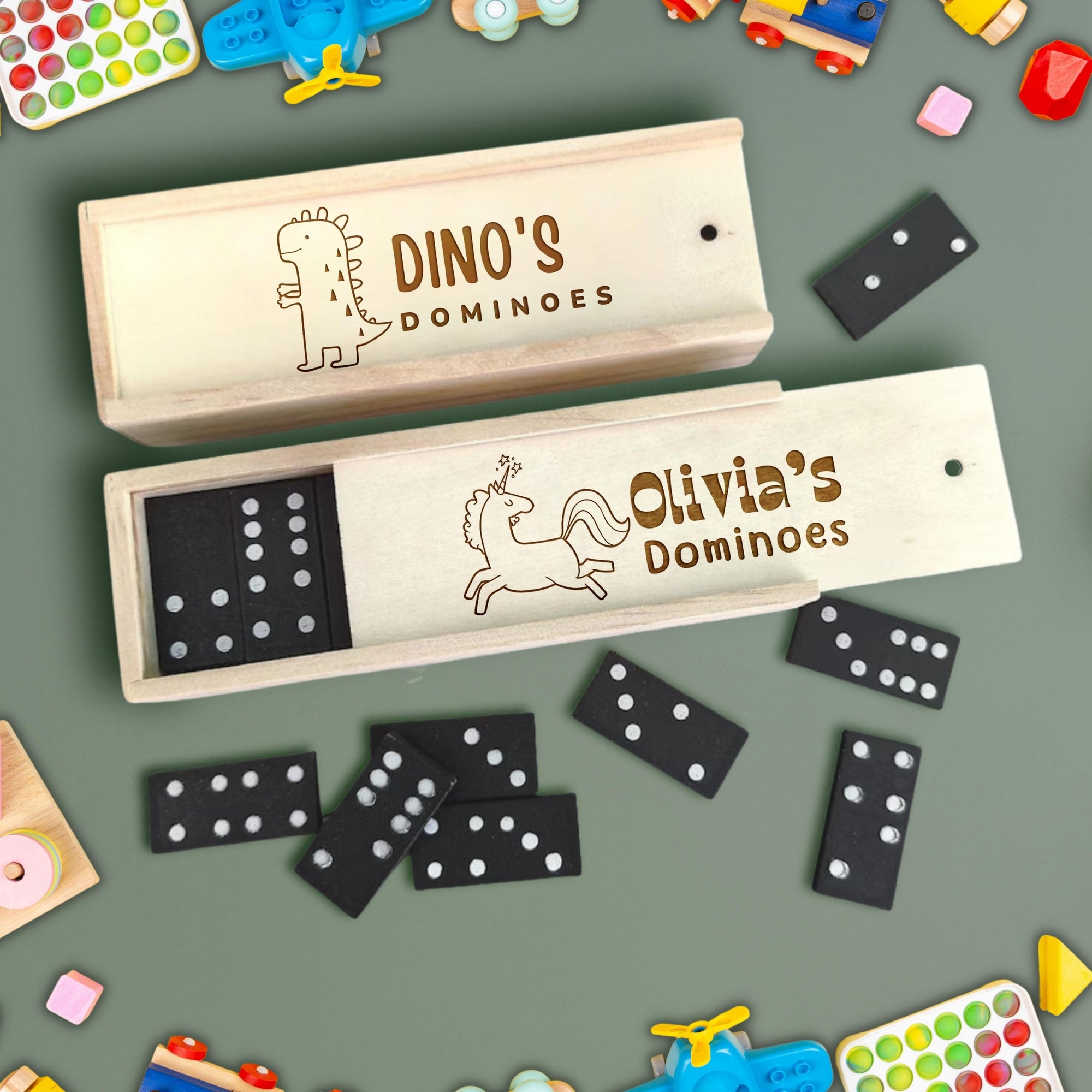 Personalised Wooden Domino Box, Engraved Tile Game, Family Party Interactive Dice Board Games, Custom Timber Children Dominoes, Kid Birthday, Father's Day Gift Set