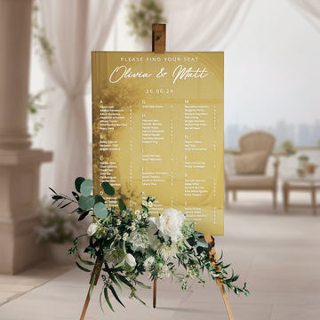 Personalised Wedding Seating Chart Sign, Custom UV Printed Guest Plan, Find Table ,Take a Seat Mirror Signage, Engagement/ Bridal Shower/ Birthday Decoration