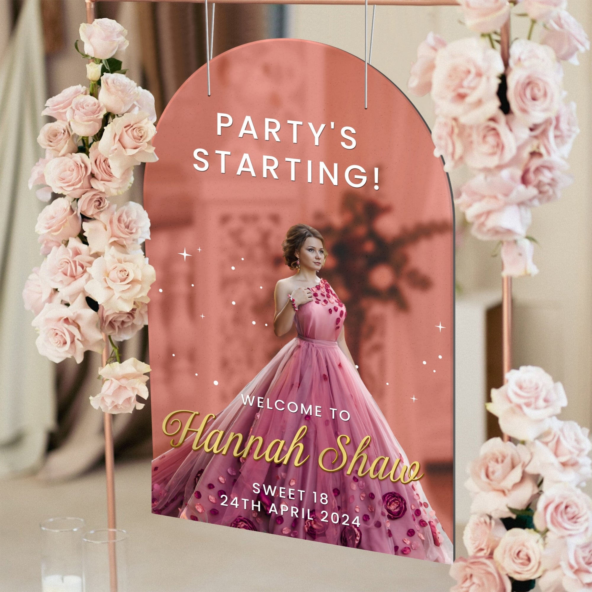 Personalised 3D Photo Bridal Shower/ Hens Party Welcome Mirror Acrylic Arch Sign, Custom Print Picture Event Signage, Wedding Birthday Decor