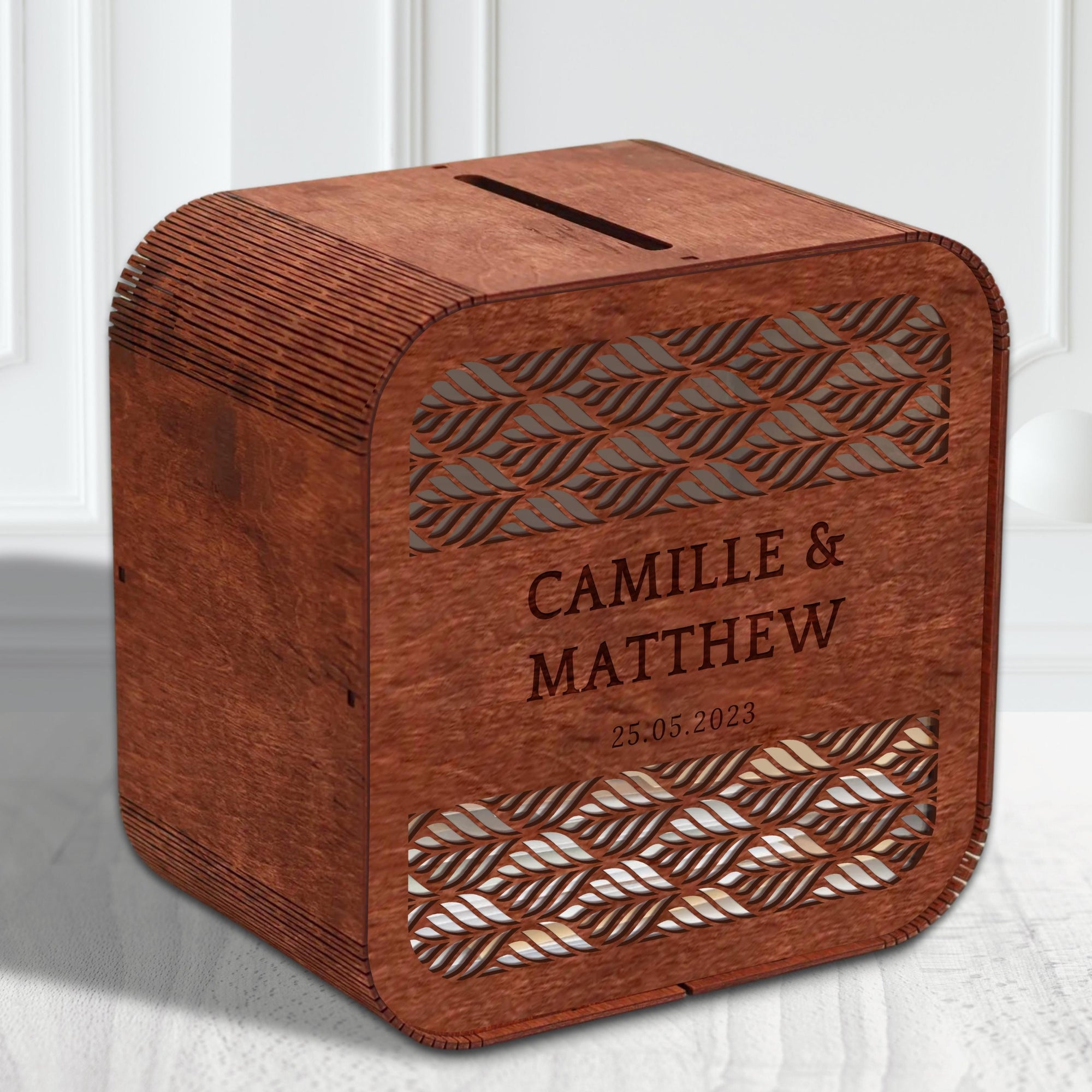 Custom Made Laser Cut & Engrave Plywood Wishing Well Box, Personalised Name & Date Money, Envelope, Card Boxes, Rustic Wedding Memory Keepsake Gift