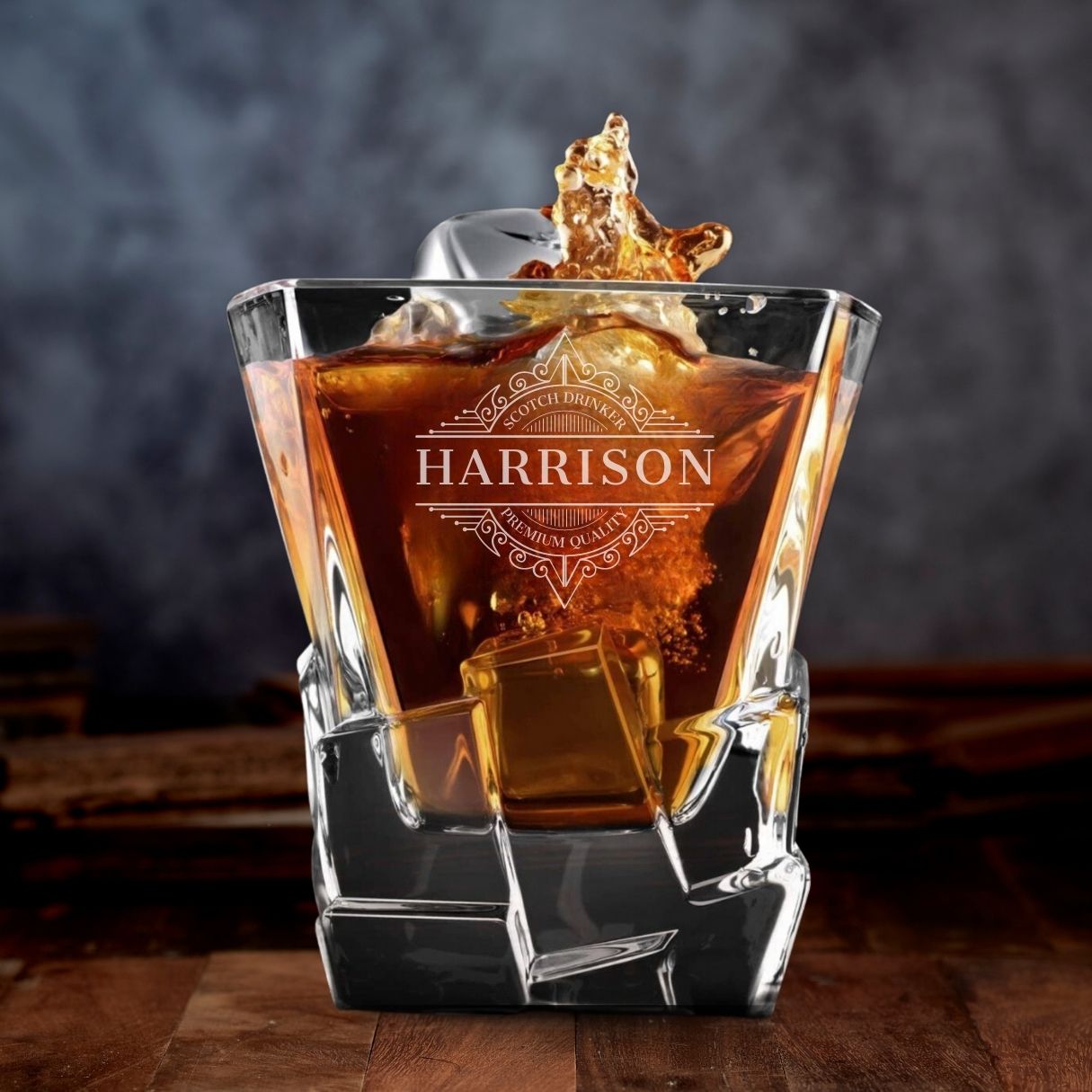 Personalised 950ml Whiskey Decanter Set with 4 Scotch Glasses, Custom Engraved Housewarming, Birthday, Groomsmen Whisky Barware Gift for Him