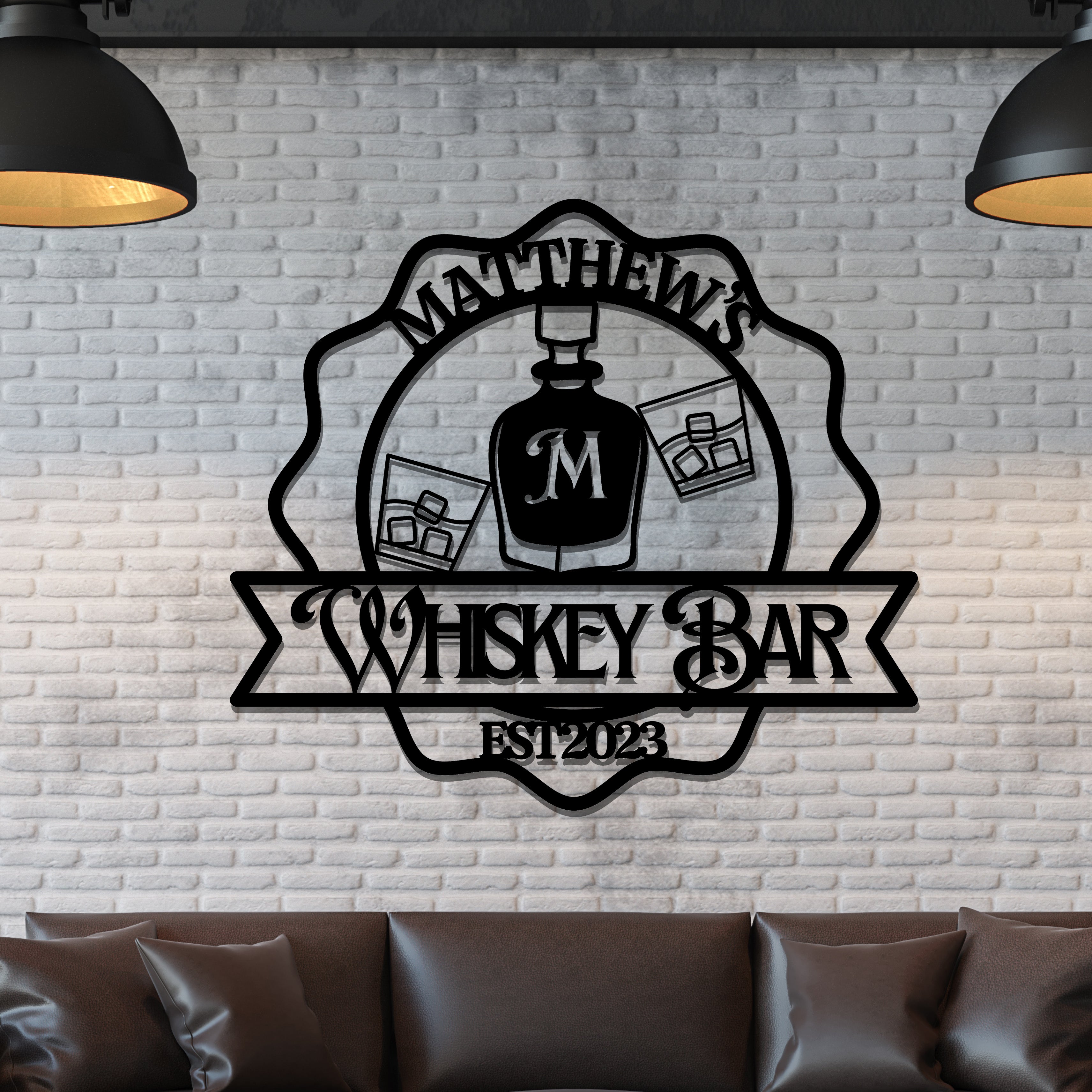 Custom Name Bar Hoop Sign, Personalised Wooden Cocktail/ Whiskey ...