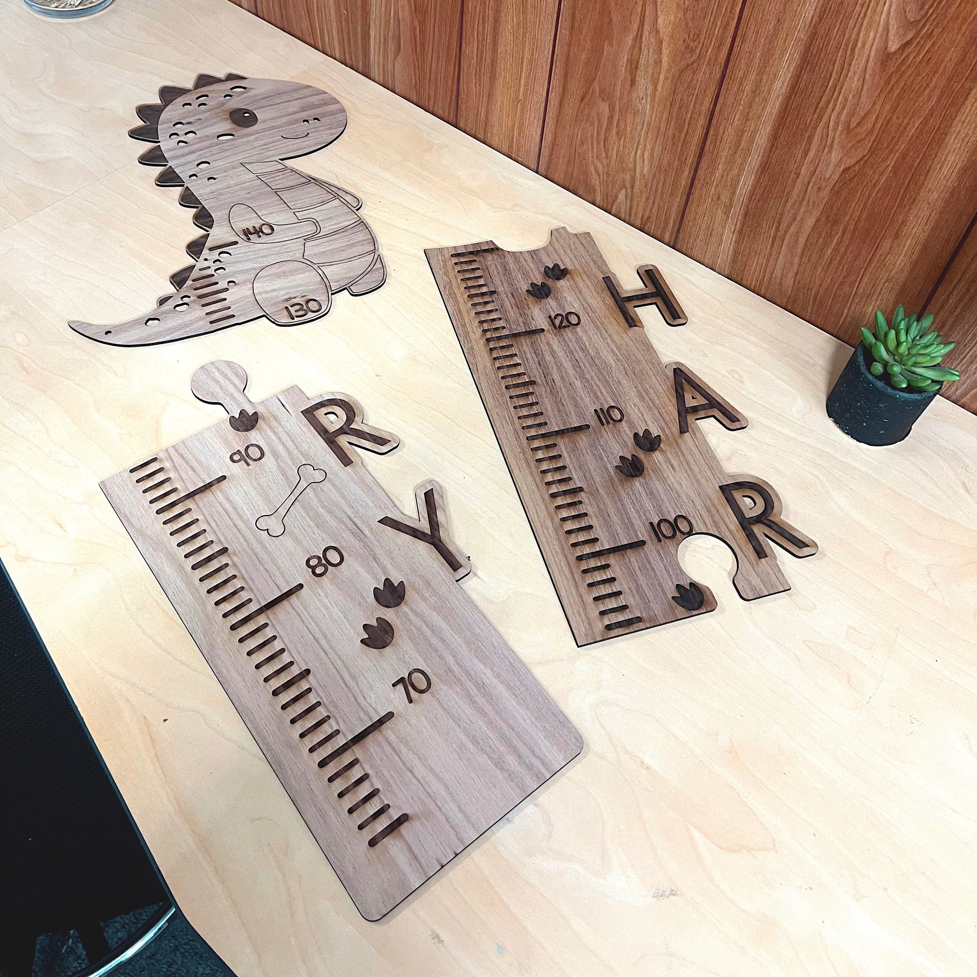 Custom Made 3D Name Wooden Animals, Truck Cartoon Height Chart, Personalised Engraved Family Growth Metric Ruler Record, Nursery Wall Decor