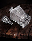 Custom Etched Prism Whiskey Decanter Set, 4 Scotch Glasses & Wooden Box, Personalised Barware Dad, Groomsmen, Birthday, Wedding, Corporate Gift