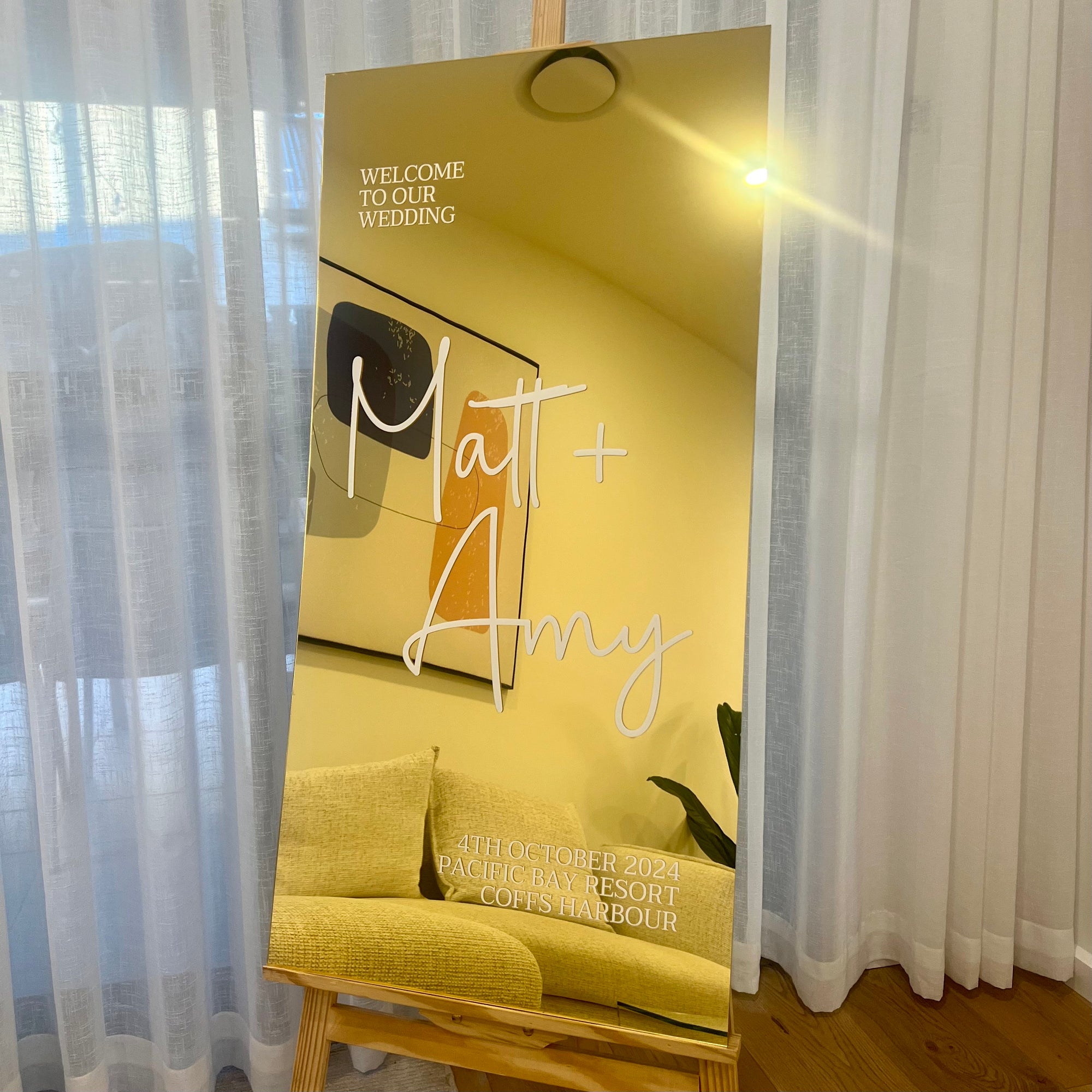 Personalised Acrylic Reception Wedding Signage Bundle, Custom UV Print 3 Mirror Welcome Signs Set, Engagement/ Bridal Shower/ Birthday Decor