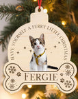 Personalised Mirror Acrylic Wood Pet Bone Photo Ornament, Custom Etched Name Dog Cat Christmas Tree Bauble In Loving Memory Heaven Gift Tag