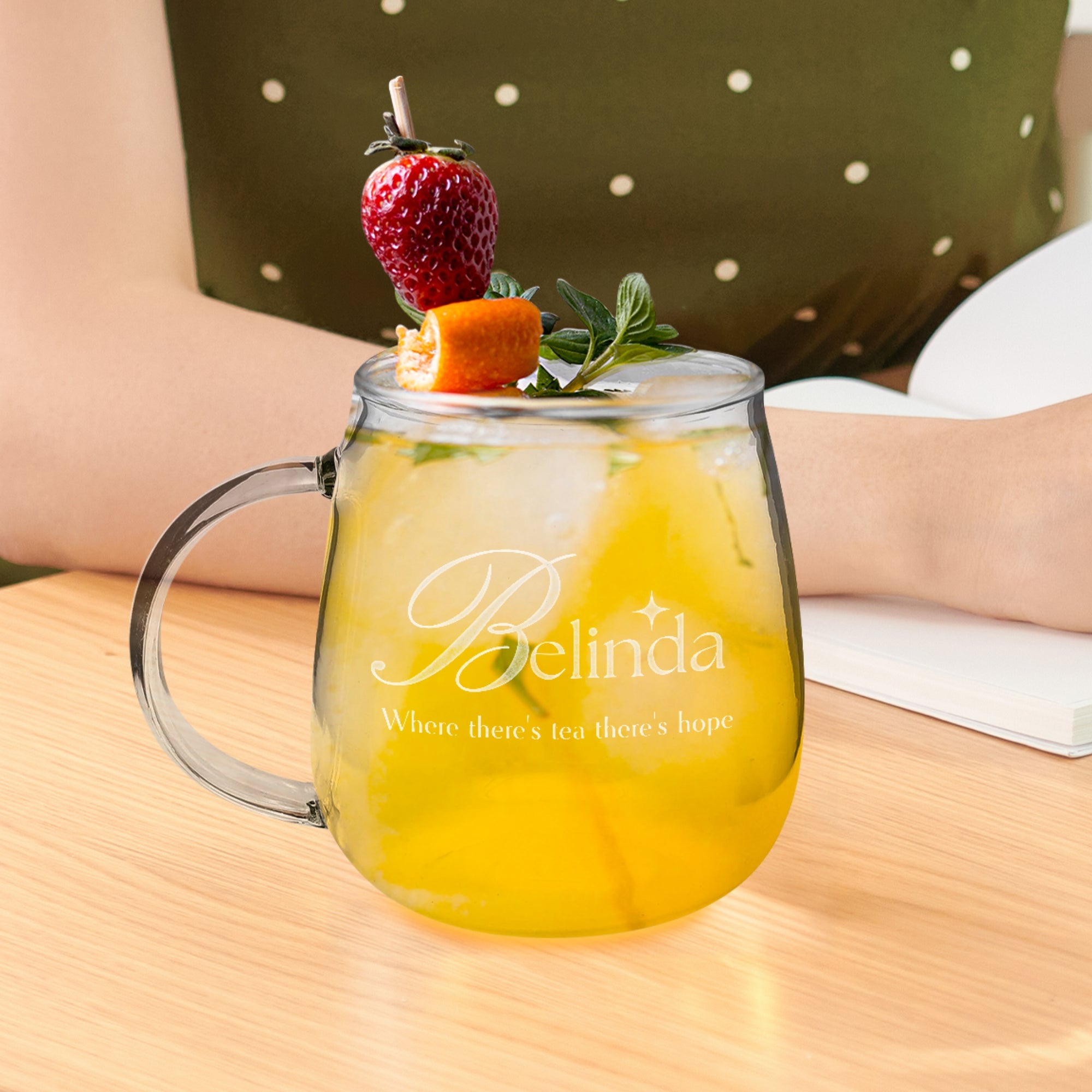 Personalised Handle Glass 320ml Coffee Mug , Custom Engraved Tea Cup, Wedding Favour, Mother Birthday, Father's Day Christmas Corporate Gift