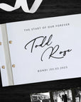 Custom Made Engraving & 3D Raised Acrylic, Vegan Leather Wedding Guest Book, Personalised Traditional Logo Guestbook Keepsake, Party Decor