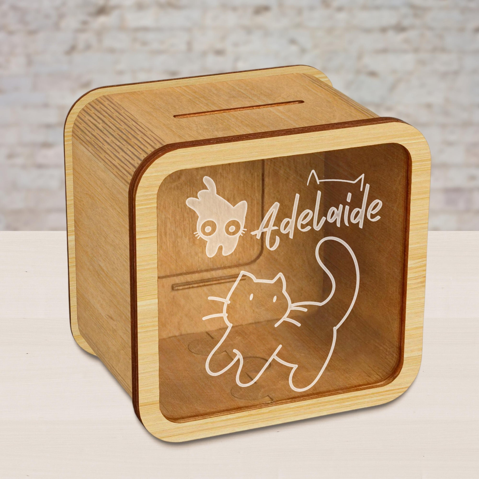 Custom Made Plywood Kid Piggy Bank, Personalised Boy Girl's Name Money Wooden Saving Box, Birthday Baby Shower Gift, Nursery Kid Room Decor