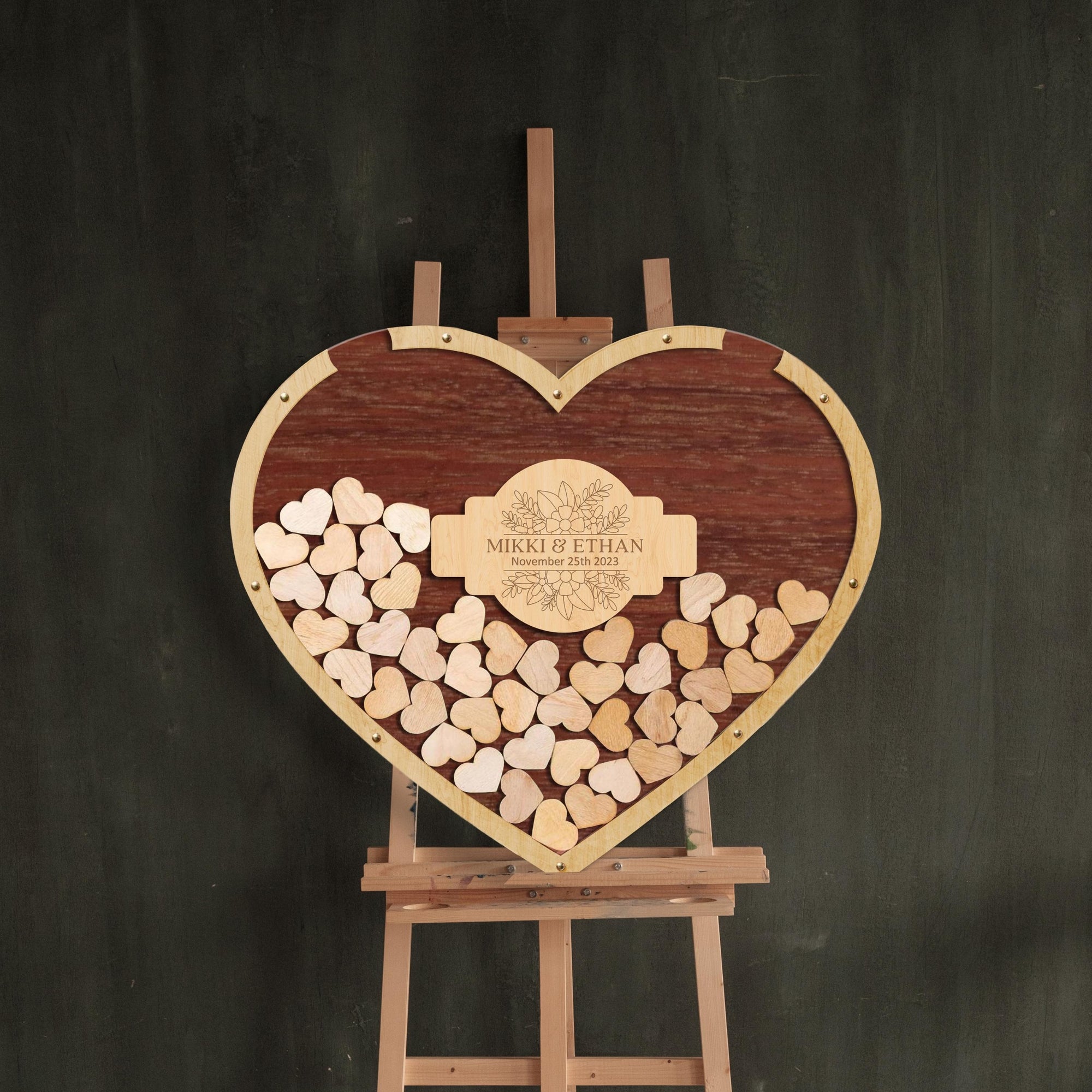 Custom Made Laser Cut Plywood Heart Shape Wedding Drop Box, Rustic Personalised Name & Date Guest Book Alternative, Stationery Table Decor