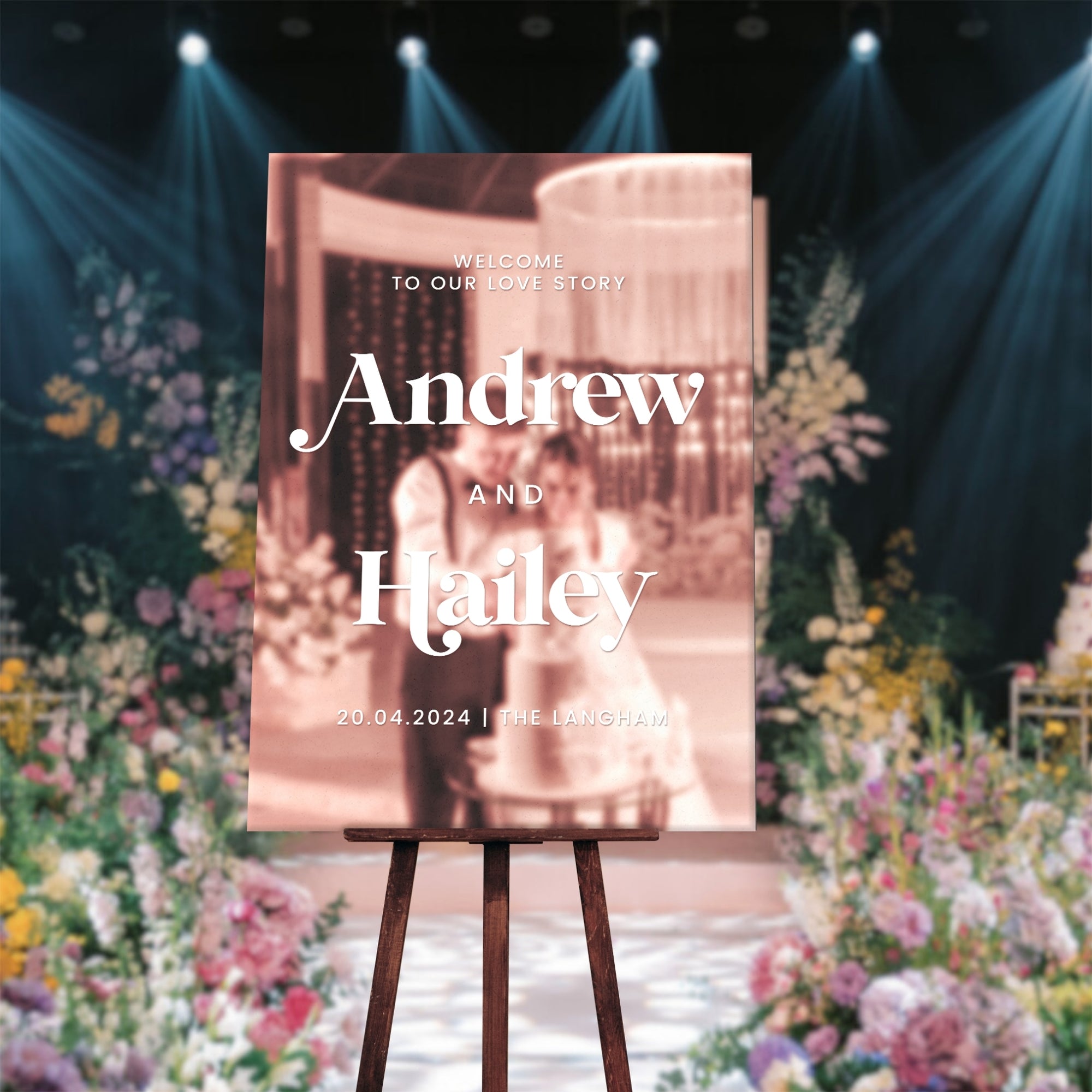 Personalised Couple Names Acrylic Wedding Signage, Custom UV Print Mr&Mrs Mirror Welcome Sign, Engagement/ Anniversary/ Birthday Party Decor