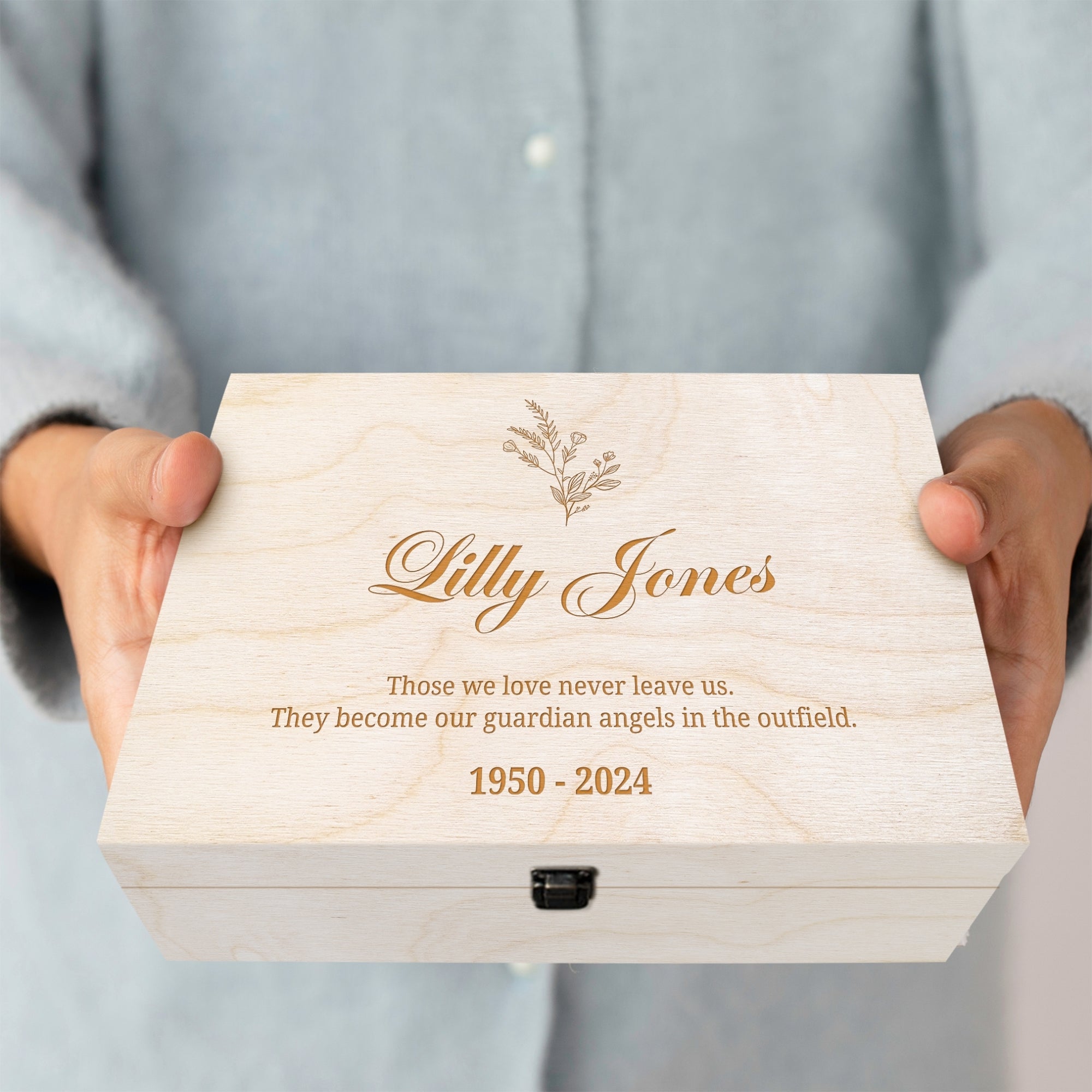 Personalised Etched Memorial Wooden Keepsake Box, Custom Engraved In Loving Memory Treasure Storage, Pet Loss, Sympathy Heaven Mourning Gift