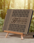 Custom Laser Cut & Engraved Wooden Logo Wedding Guest Book, Personalised Plywood Traditional Birthday Keepsake, Rustic Vintage Party Decor