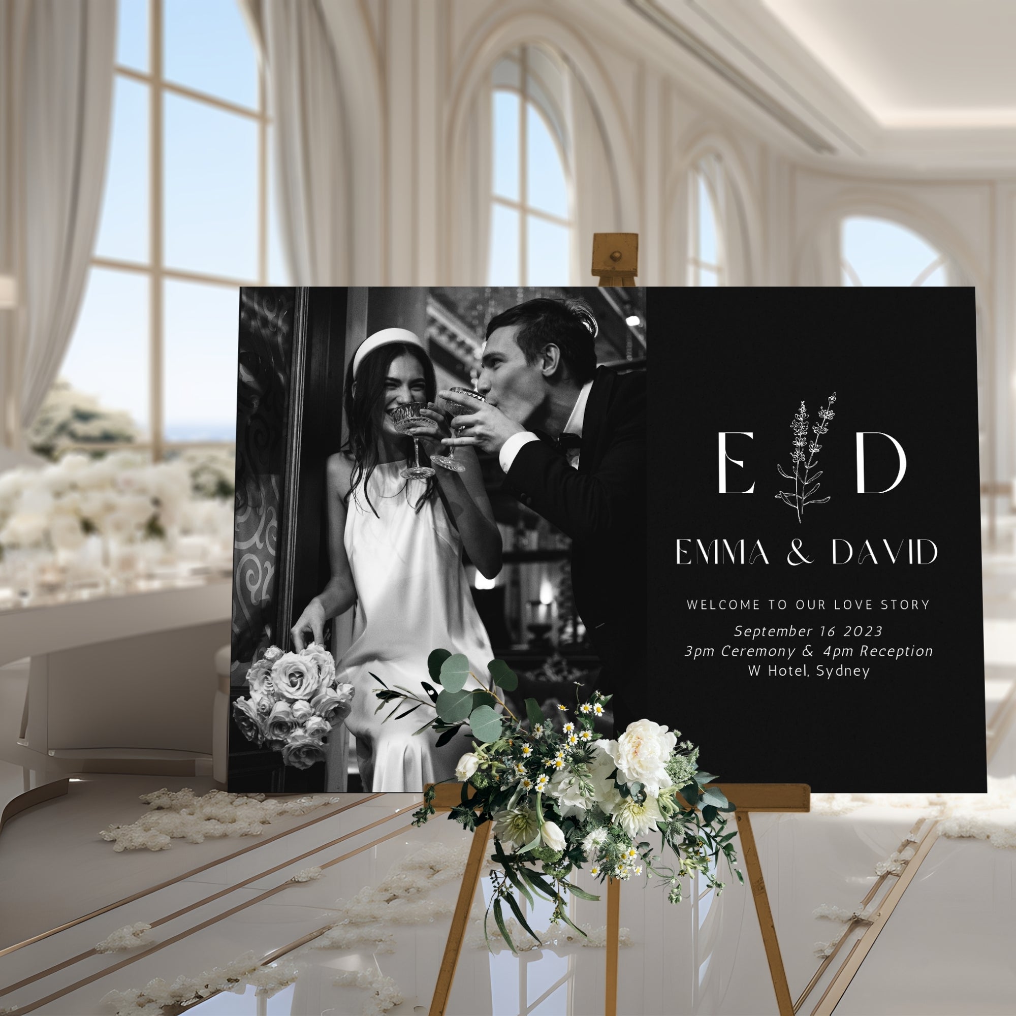 Personalised Couple Names & Photo Acrylic Reception Wedding Signage, Custom Print Picture Mirror Welcome Sign, Engagement, Anniversary Decor