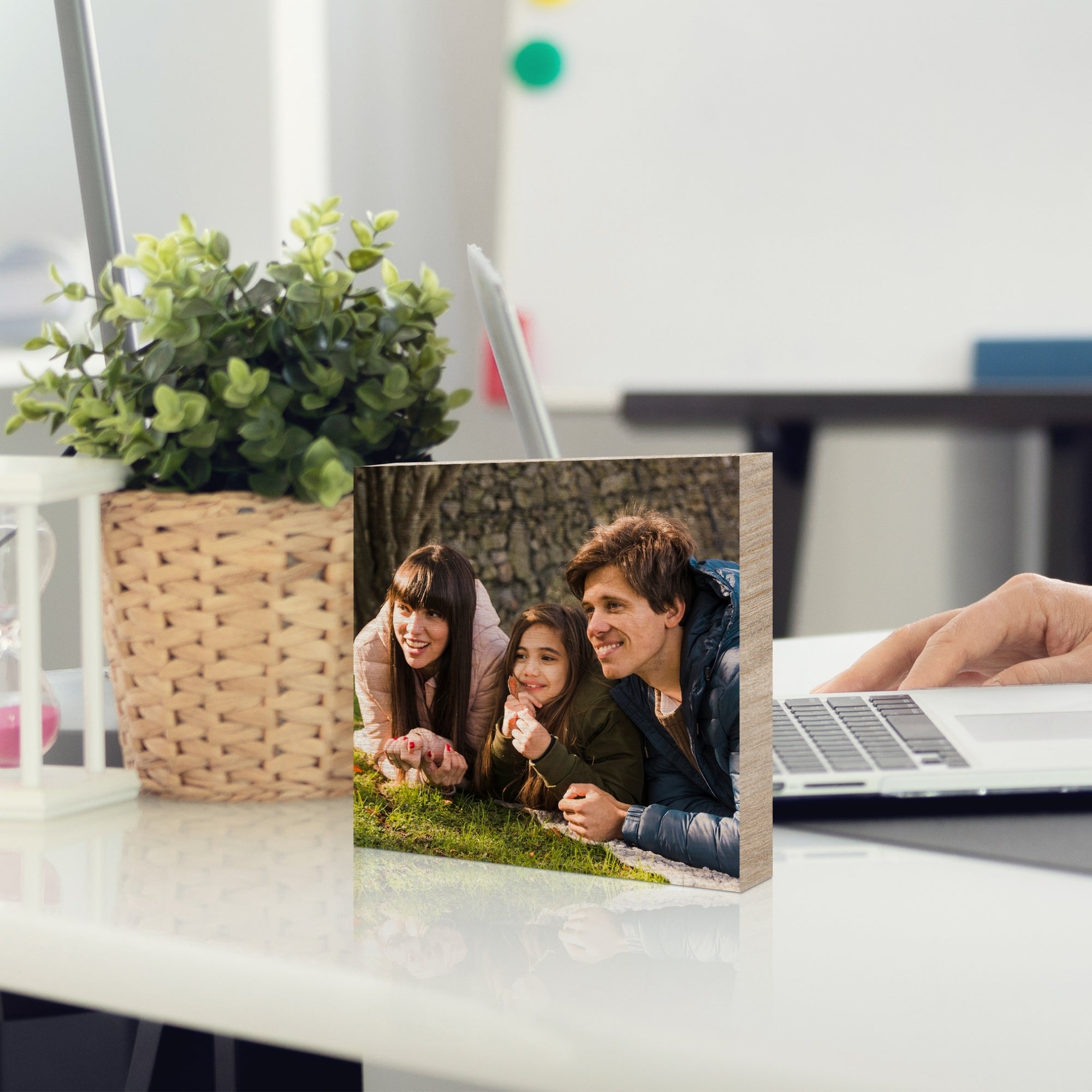 Personalised Wooden Photo Block Square, Custom UV Print Freestanding Table Display Memory Blocks, Image Gallery Wall Decor Housewarming Gift