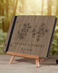 Custom Engraved Wooden Vegan Leather Wedding Guest Book, Personalised Plywood Alternative Traditional Guestbook Keepsake,Rustic Party Decor