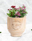 Personalised Small Wooden Cylinder Vase Planter, Engraved Logo Flower Pot, Memorial, Anniversary, Housewarming, Mother, Teacher, Garden Gift
