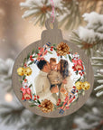 Personalised Wood Photo Xmas Tree Ornament, Custom Name First Christmas, Remembering Memorial, Married Couple New Home Bauble Gift Tag Decor