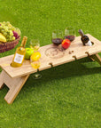 Personalised Portable Foldable Bamboo 8 People Picnic Table & Wine Glasses, Custom Outdoor Picnic, Wedding, Anniversary, Housewarming Gift