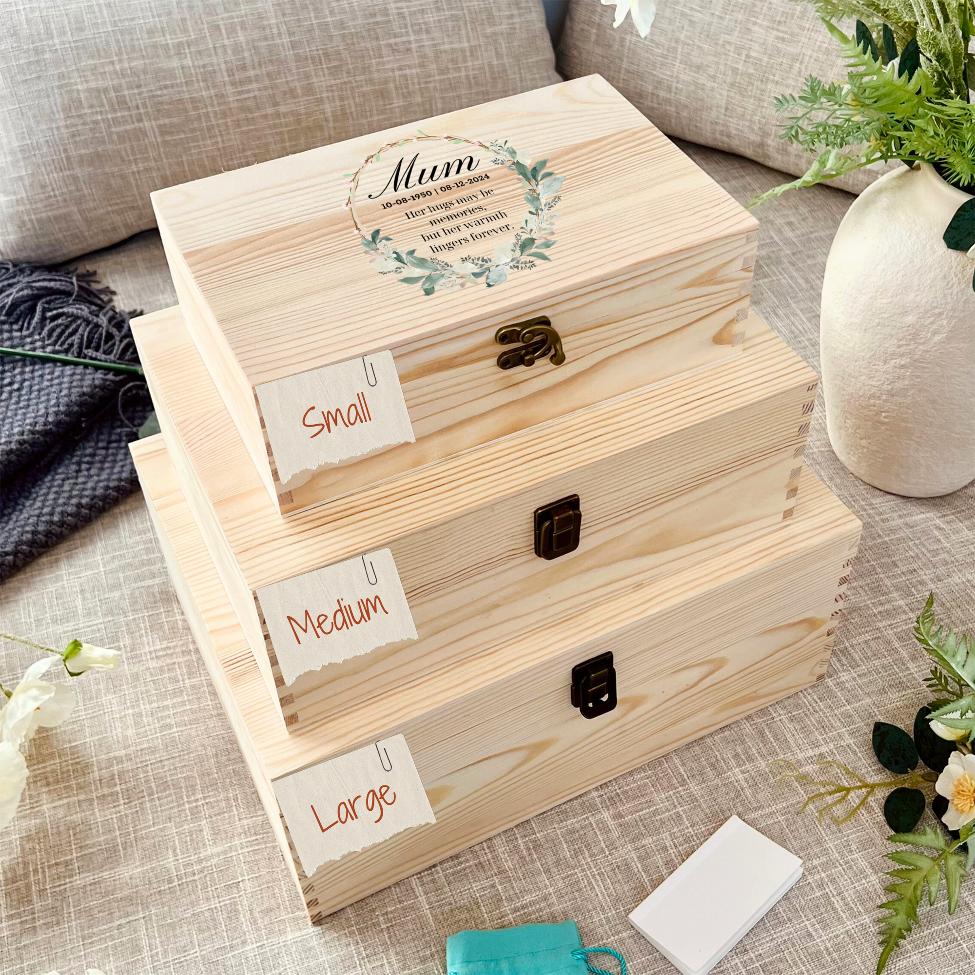 Personalised Printed Memorial Wooden Keepsake Box, Custom UV Printed In Loving Memory Treasure Storage, Pet Loss, Sympathy Mourning Gift