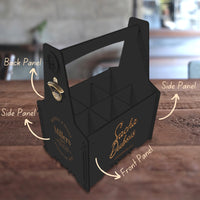 Custom Made Laser Cut & Engraved Wooden 6 Pack Beer Carrier, Personalised Wooden Name/ Logo Bottle Caddy Box, Father's Day, Groomsmen Gift for Him