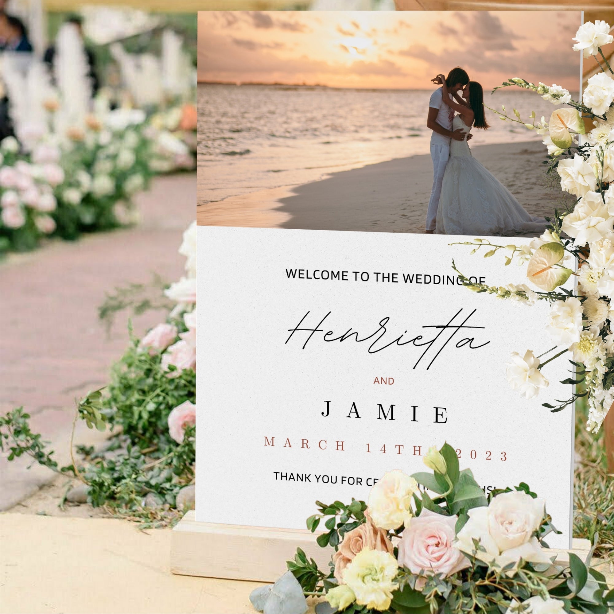 Personalised Couple Names & Photo Acrylic Reception Wedding Signage, Custom Print Picture Mirror Welcome Sign, Engagement, Anniversary Decor